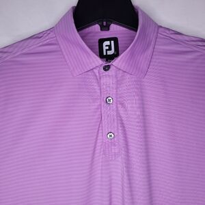 Footjoy Polo Shirt Mens Large Striped Purple Golf Performance